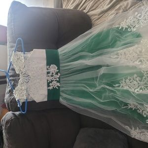 Beautiful white and green dress